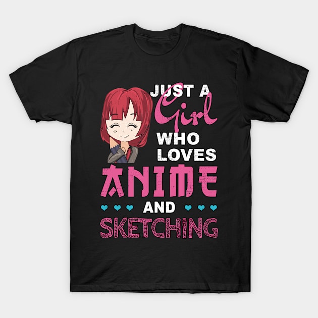 Just A Girl Who Loves Anime and Sketching Gift T-Shirt by Alex21